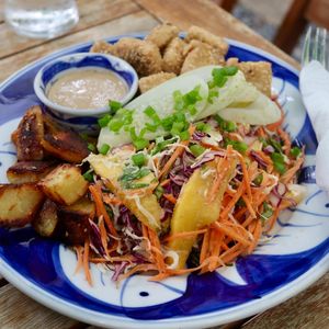 Epic Satay Plate (Vegan) at Epic Arts Cafe in Kampot