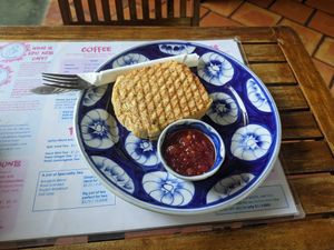 Tomato & Pesto toastie at Epic Arts Cafe in Kampot