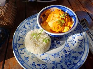 Delicious amok with tofu  at Epic Arts Cafe in Kampot