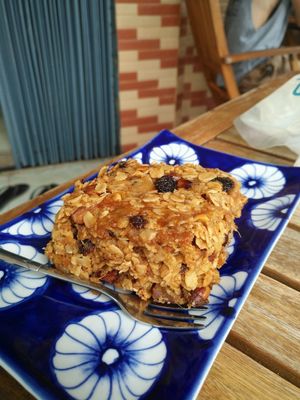 Vegan flapjack at Epic Arts Cafe in Kampot