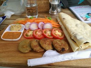 vegan falafel wraps at Epic Arts Cafe in Kampot
