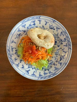 Hummus & Olives Bagel - 3.50$ at Epic Arts Cafe in Kampot