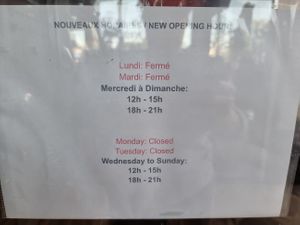 opening hours Sept 2021 at Nirvana Cafe in Luxembourg City