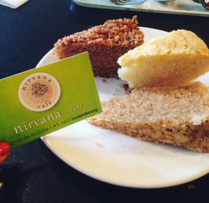 vegan cakes at Nirvana Cafe in Luxembourg City