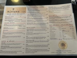 Menu  at Nirvana Cafe in Luxembourg City