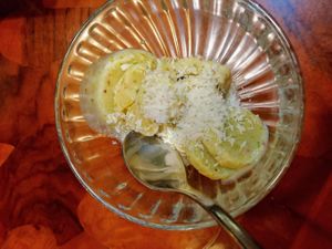 Pistachio ice cream at Nirvana Cafe in Luxembourg City