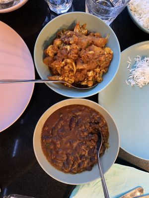 Cauliflower masala (top) and Rajma (bottom)  at Nirvana Cafe in Luxembourg City