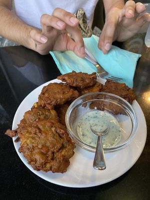 Onion bhajis   at Nirvana Cafe in Luxembourg City
