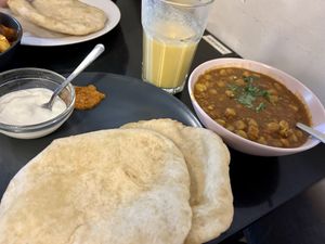 Chole Bhatura with Mango Lassi  at Nirvana Cafe in Luxembourg City