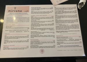 Menu  at Nirvana Cafe in Luxembourg City