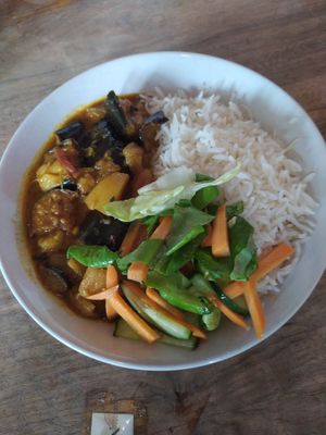 Aubergine plat du jour at Nirvana Cafe in Luxembourg City