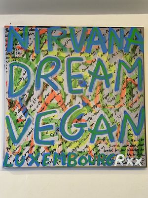 Vegan art!  at Nirvana Cafe in Luxembourg City