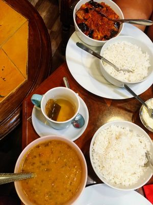 Daal and eggplant meal at Nirvana Cafe in Luxembourg City