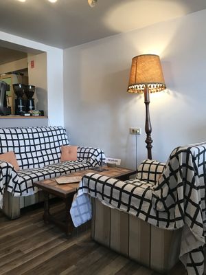 Inside seating  at Nirvana Cafe in Luxembourg City