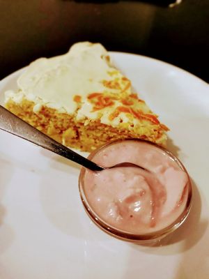 Cake with white chocolate and orange at Nirvana Cafe in Luxembourg City
