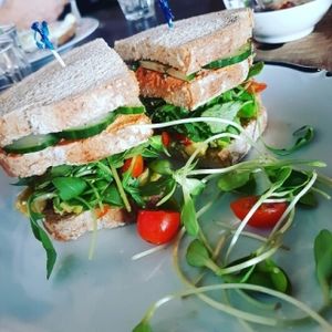 Vegan club sandwich at Lafew Teahouse and Kombucha Bar  in Cairns