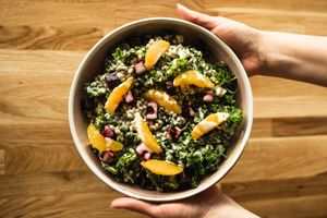 Barley Citrus Kale Salad w/ vegan feta. at Gróa Sælkeraverslun in Reykjavik