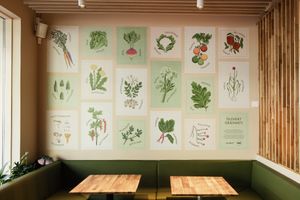 "Íslenskt grænmeti" ('Icelandic Vegetables'), artwork by local artist, Eysteinn Þorðarson. at Gróa Sælkeraverslun in Reykjavik