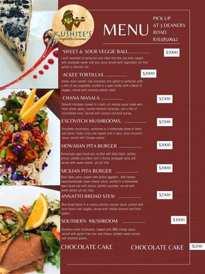 Menu- order via phone or WhatsApp for pickup or delivery 🚚   at 7 Basiks  in Kingston