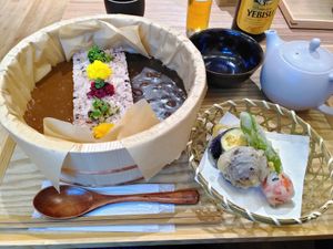 Curry with tempura at Koisus Vegan Curry ＆ Tempura in Osaka