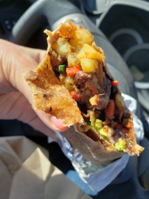 Haha not the best pic but SO 😋 Big Canyon Burrito at Raider Ridge Cafe in Durango