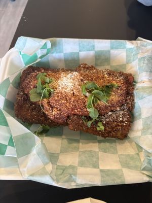 Fried Lasagna (amazing!!)  at The Green Ape Gourmet Vegan in Chicago