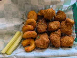 Appetizer platter at The Green Ape Gourmet Vegan in Chicago