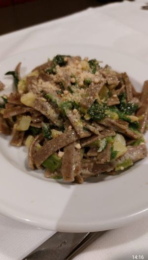 Pizzoccheri spinaci e patate #Veganuary at La Colubrina in Milan