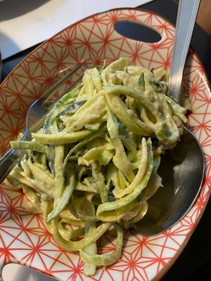 Spaghetti di zucchine con crema di anacardi at La Colubrina in Milan
