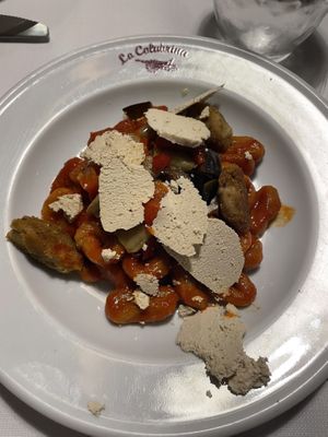Pasta with meatballs and ricotta  at La Colubrina in Milan
