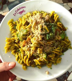 Fusilli di mais curcuma e pepe con verdure  at La Colubrina in Milan