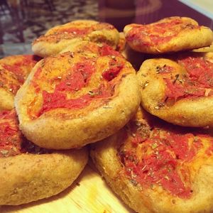 Focaccine integrale di farro Vegan homemade  at La Colubrina in Milan