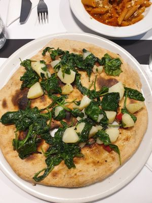 Focaccia with spinach and potatoes at La Colubrina in Milan