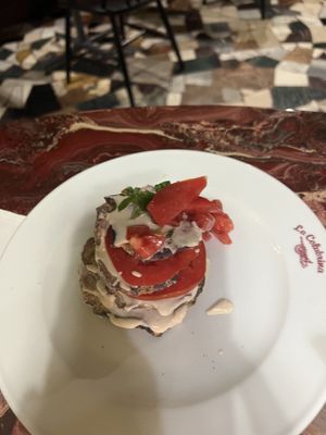 Melanzana alla parmigiana raw  at La Colubrina in Milan