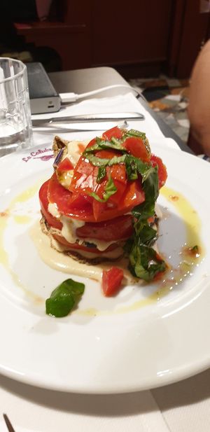 Melanzana alla parmigiana (raw vegan) at La Colubrina in Milan