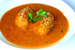Aloo Kofta Curry
(Deep fried potato balls simmered with creamy and yummy curry gravy)
 at Little India Healthy Cuisine in Quezon City