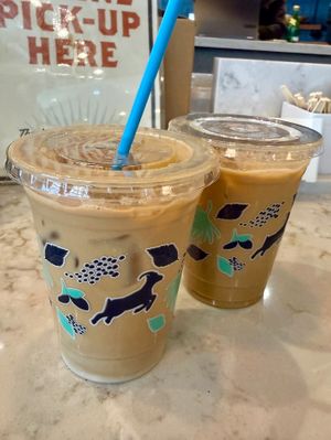 Iced Hazelnut Oat Milk Latte at Dancing Goats Buckhead in Atlanta