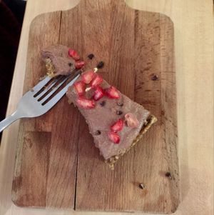 Chocolate mousse cake at HappyFood by YogaHub in Dublin