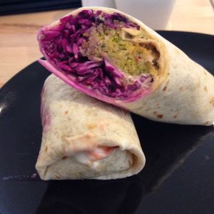 Some of the best falafel in Dublin with plenty of yummy sauerkraut for your tummy.  at HappyFood by YogaHub in Dublin