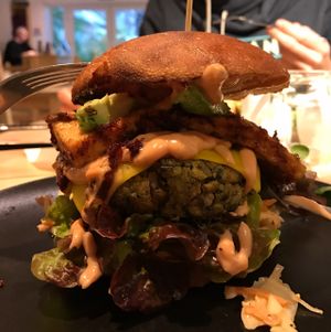 burger at HappyFood by YogaHub in Dublin