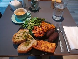 Full vegan breakfast  at HappyFood by YogaHub in Dublin