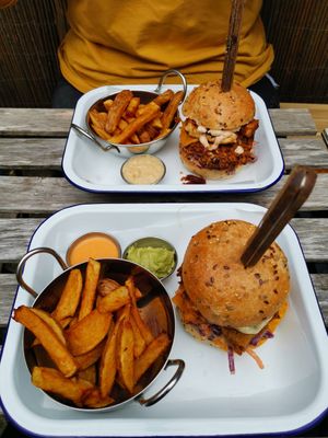Fake chicken and sloppy Joe burger at HappyFood by YogaHub in Dublin