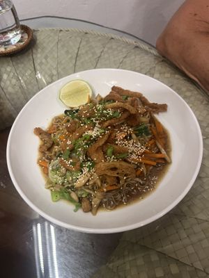 Chicken and noodles   at Reunion Cafe Luang Prabang in Luang Prabang