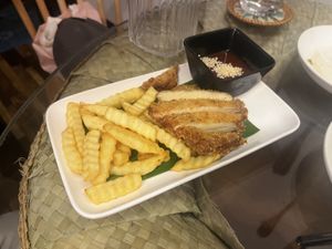 Vegan fried chicken   at Reunion Cafe Luang Prabang in Luang Prabang