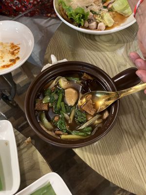 Lao traditional  soup   at Reunion Cafe Luang Prabang in Luang Prabang