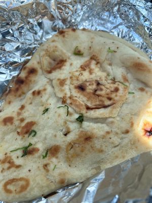 vegan garlic naan. request for vegan option. at Hurry For Curry in Louisville