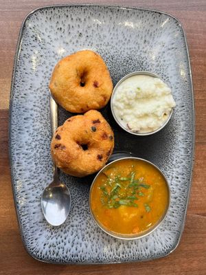 Vegan Starter: Medu Vada. £5.50. at Thira Restaurant in Blackburn