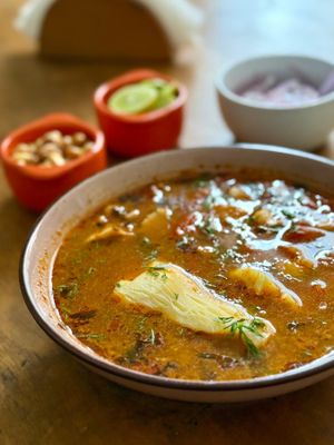 Parihuela vegana at Yuyito Cevichería Vegana in Lima