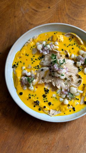 Tiradito de ají amarillo at Yuyito Cevichería Vegana in Lima