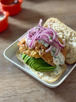 Pan con Vegerrey at Yuyito Cevichería Vegana in Lima